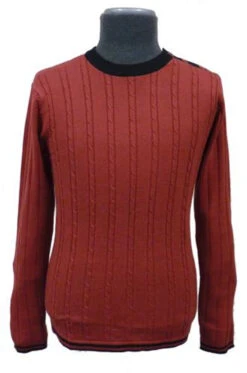 BECKETT Madcap Retro Mod Mens Cable Knit Jumper M -Fashionable Men's Clothing Store Beckett Cable Knit Red2 29403.1666958548