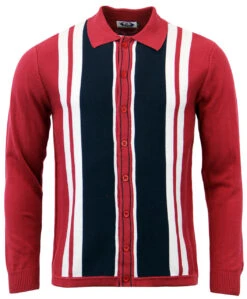 Donovan Retro Mod Polo Cardigan (M) -Fashionable Men's Clothing Store Madcap England Donovan Polo Maroon 34229.1661338372