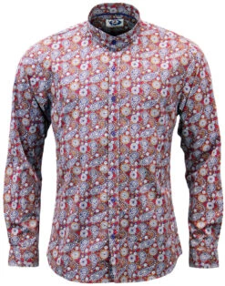 Indra 60s Mod Paisley Grandad Shirt -Fashionable Men's Clothing Store Madcap England Indra Shirt1 35324.1661338296
