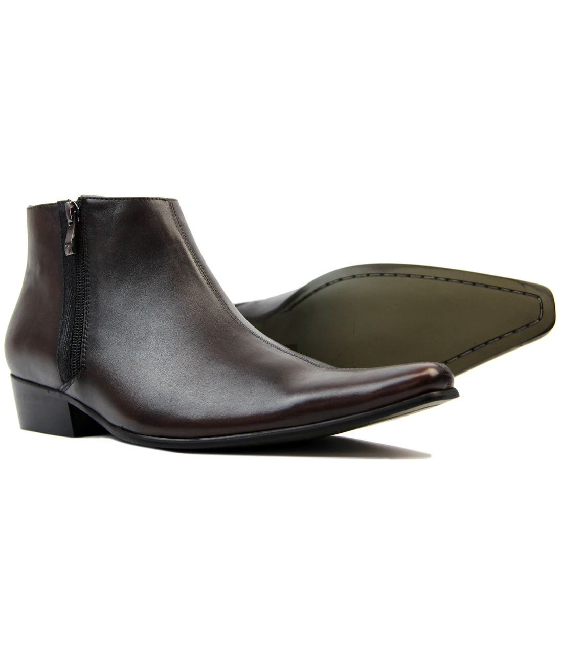 Thunderbolt MADCAP Chisel Toe Chelsea Boots (Br) 2 Thunderbolt MADCAP Chisel Toe Chelsea Boots (Br) - Image 2