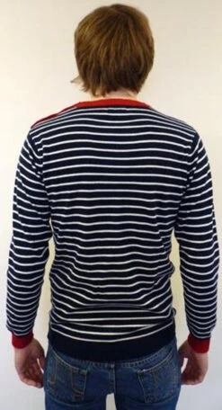 'Breton' MADCAP Mens Retro Mod Stripe Jumper (N) -Fashionable Men's Clothing Store Madcap England Breton Jumper N1 55051.1666958120