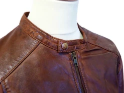 Harper Retro Indie Leather Jacket -Fashionable Men's Clothing Store Madcap Rebel Racer Jacket Brn2 38745.1666957537