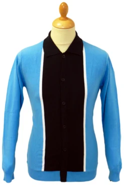 'Marriott' - Madcap Mens Retro Mod Polo Cardigan B -Fashionable Men's Clothing Store Marriott Polo Blue7 18866.1666957391