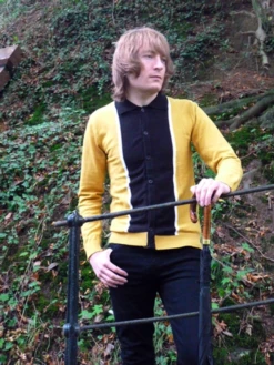 'Mustard Marriott' - Retro Mod Sixties Mens Polo -Fashionable Men's Clothing Store Mustard Marriot6 97528.1666957492