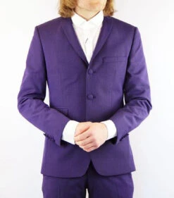 Tailored By Madcap Mod Mohair Suit Jacket (Plum) -Fashionable Men's Clothing Store Purple mohair suit front blazer1 69457.1664291246
