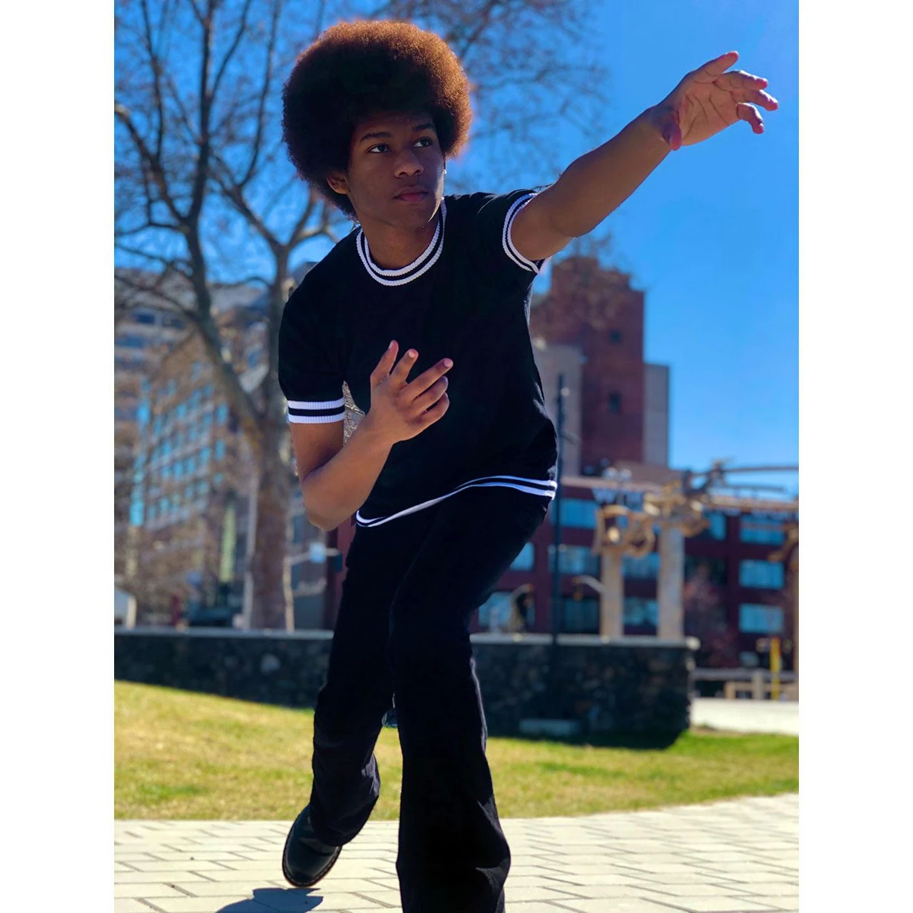 Moon Mod Tipped Knit Tee Blue 10 Moon Mod Tipped Knit Tee Blue - Image 10