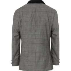 Mod Pow Check Velvet Collar Blazer -Fashionable Men's Clothing Store madacap pow suit blazer grey back1 30907.1661264678
