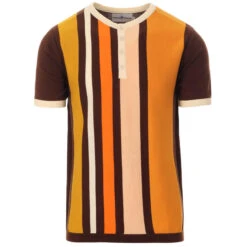 Zen Mod Stripe Knit Grandad Top -Fashionable Men's Clothing Store madcaap england zen knitted grandad top fondue fudge 2 14530.1661261227