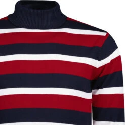 Ashcroft MADCAP Retro 60s Roll Neck Jumper In Red -Fashionable Men's Clothing Store madcap ashcroft roll neck red detail 71958.1661259912