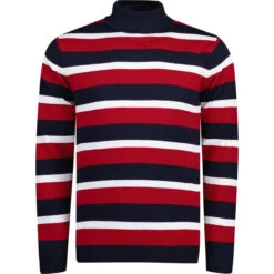 Ashcroft MADCAP Retro 60s Roll Neck Jumper In Red -Fashionable Men's Clothing Store madcap ashcroft roll neck red front 61982.1661259908