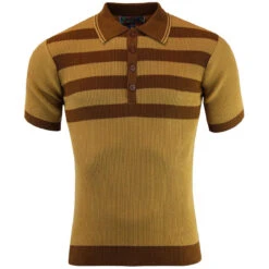 Terry Mod Ribbed Stripe Polo (Z) -Fashionable Men's Clothing Store madcap englaand terry ribbed polo top caramel 11 34348.1679657083 3