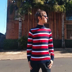 Ashcroft MADCAP Retro 60s Roll Neck Jumper In Blue -Fashionable Men's Clothing Store madcap england ashcroft rollneck2 67456.1661259909 1