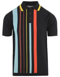 Bauhaus Mod Stripe Knit Polo Shirt -Fashionable Men's Clothing Store madcap england bauhaus stripe polo black 1 32401.1661267909 1