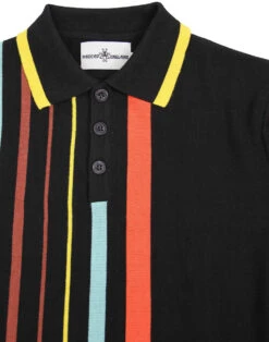 Bauhaus Mod Stripe Knit Polo BLACK -Fashionable Men's Clothing Store madcap england bauhaus stripe polo black 3 14446.1661267911