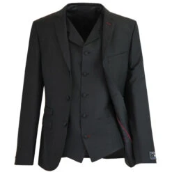 3 Button Mohair Suit Blazer (Black) -Fashionable Men's Clothing Store madcap england black suit 1 04718.1664290970