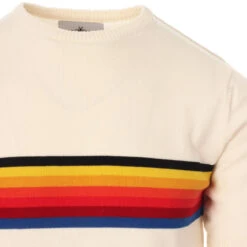 Britpop Rainbow Stripe Knit Tee (B) -Fashionable Men's Clothing Store madcap england britpop stripe knit tee ecru 2 31058.1661262472