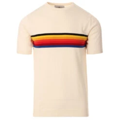 Britpop Rainbow Stripe Knit Tee (E) -Fashionable Men's Clothing Store madcap england britpop stripe knit tee ecru 3 13263.1661262471 1