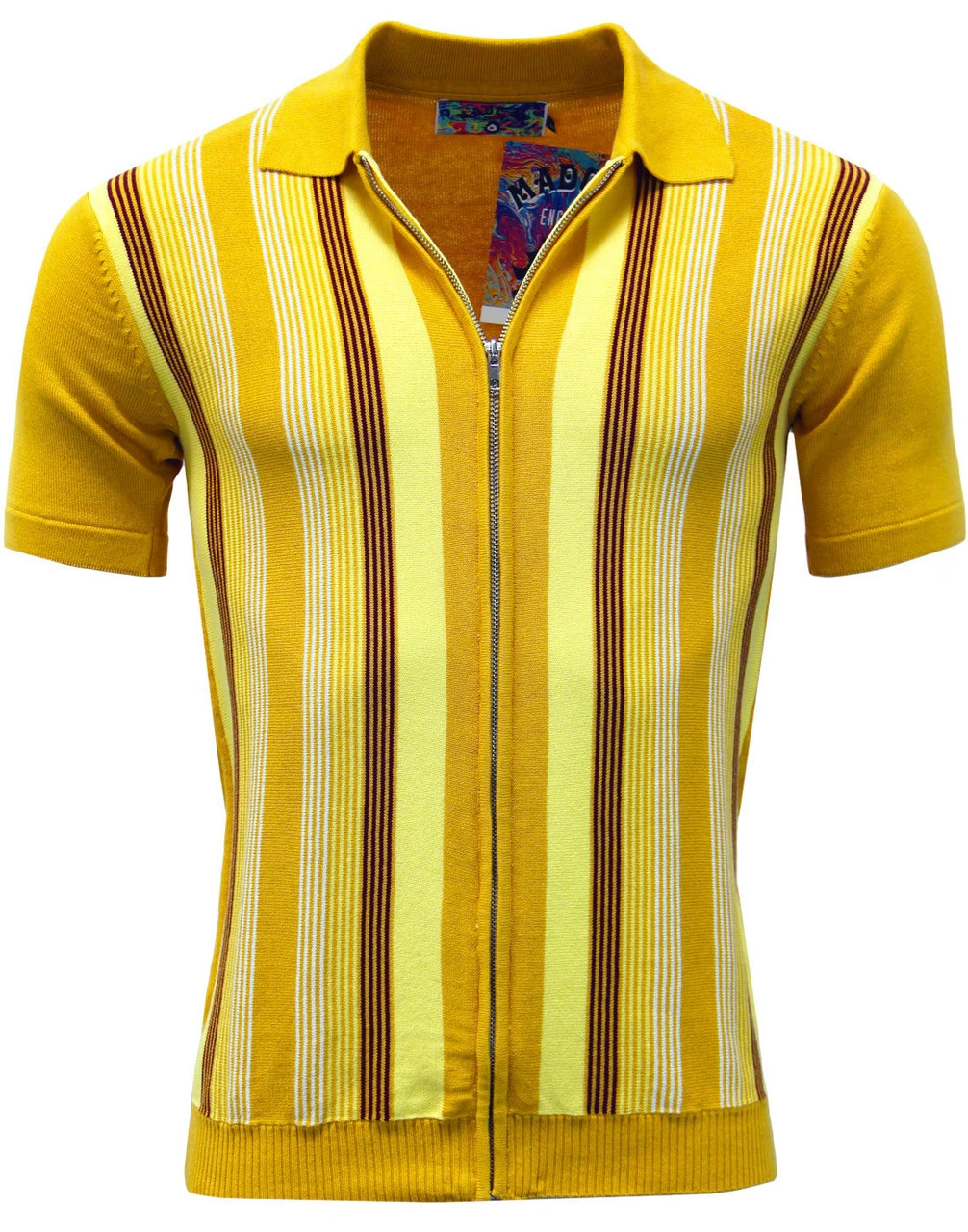 Capitol Mod Zip Through Stripe Polo 1 Capitol Mod Zip Through Stripe Polo