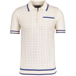 Miles Mod Jacquard Knit Polo (FB) -Fashionable Men's Clothing Store madcap england coltrane jacqaurd polo short sleeve white 2 61469.1683729612 1