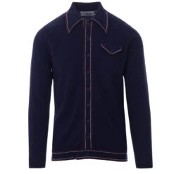 Crawdaddy Micro Dash LS Knit Polo -Fashionable Men's Clothing Store madcap england crawdaddy ls polo cardigan navy 51 80093.1661262414 2