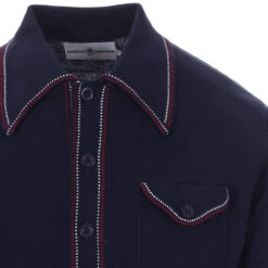 Crawdaddy Micro Dash LS Polo (Navy) -Fashionable Men's Clothing Store madcap england crawdaddy ls polo cardigan navy 6 53537.1661262416 4