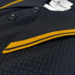 Empire Mod Big Collar Popcorn Waffle Polo In Black/Buckthorn -Fashionable Men's Clothing Store madcap england empire popcorn waffle polo black buckthorne mc1051 3 21099.1695997627