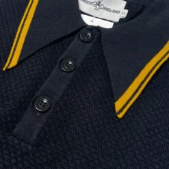 Empire Mod Big Collar Popcorn Waffle Polo In Black/Buckthorn -Fashionable Men's Clothing Store madcap england empire popcorn waffle polo black buckthorne mc1051 4 28797.1695997625