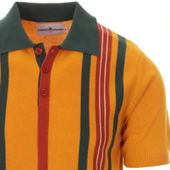 Farlowe Mod Stripe Knit Polo Top PP -Fashionable Men's Clothing Store madcap england farlowe knitted polo harvest gold 2 63418.1661261197