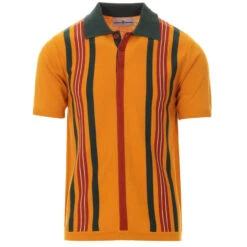 Farlowe Mod Stripe Knit Polo Top GO -Fashionable Men's Clothing Store madcap england farlowe knitted polo harvest gold 3 83956.1661261195 3