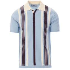 Farlowe Mod Stripe Knit Polo Top -Fashionable Men's Clothing Store madcap england farlowe knitted polo top winter sky 3 85810.1661261181 2
