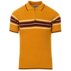 Fireball Mod Rib Zip Neck Polo (GG) -Fashionable Men's Clothing Store madcap england fireball ribbed stripe polo gold 1 25761.1661264734