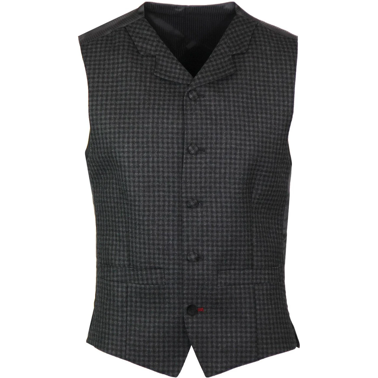 Gingham High Fasten Lapel Waistcoat 2 Gingham High Fasten Lapel Waistcoat - Image 2
