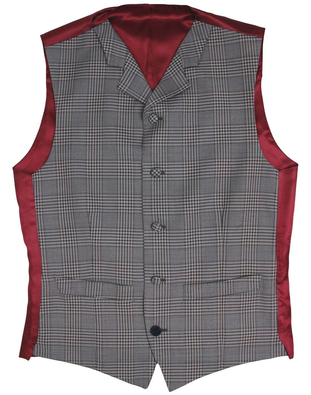 Mod POW Check Lapel Waistcoat GREY 1 Mod POW Check Lapel Waistcoat GREY