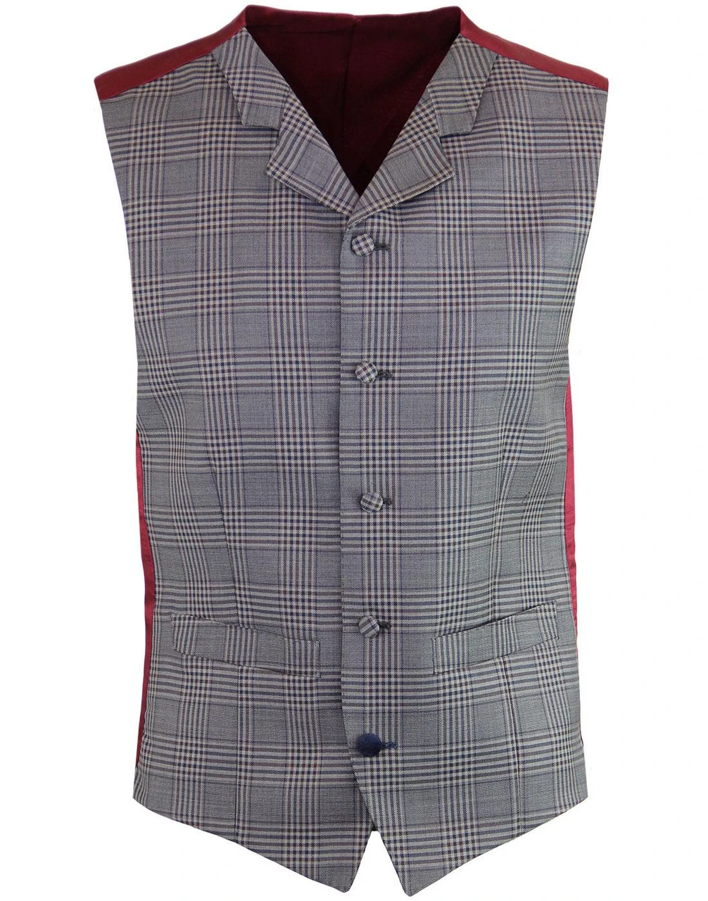 Mod POW Check Lapel Waistcoat GREY 2 Mod POW Check Lapel Waistcoat GREY - Image 2