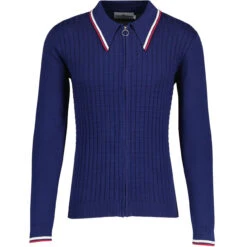 Apollo Mod Grid Check Big Collar Zip Polo Cardigan Snow White -Fashionable Men's Clothing Store madcap england grid knit ring zip polo cardigan navy mc1069 3 54441.1693991792 1