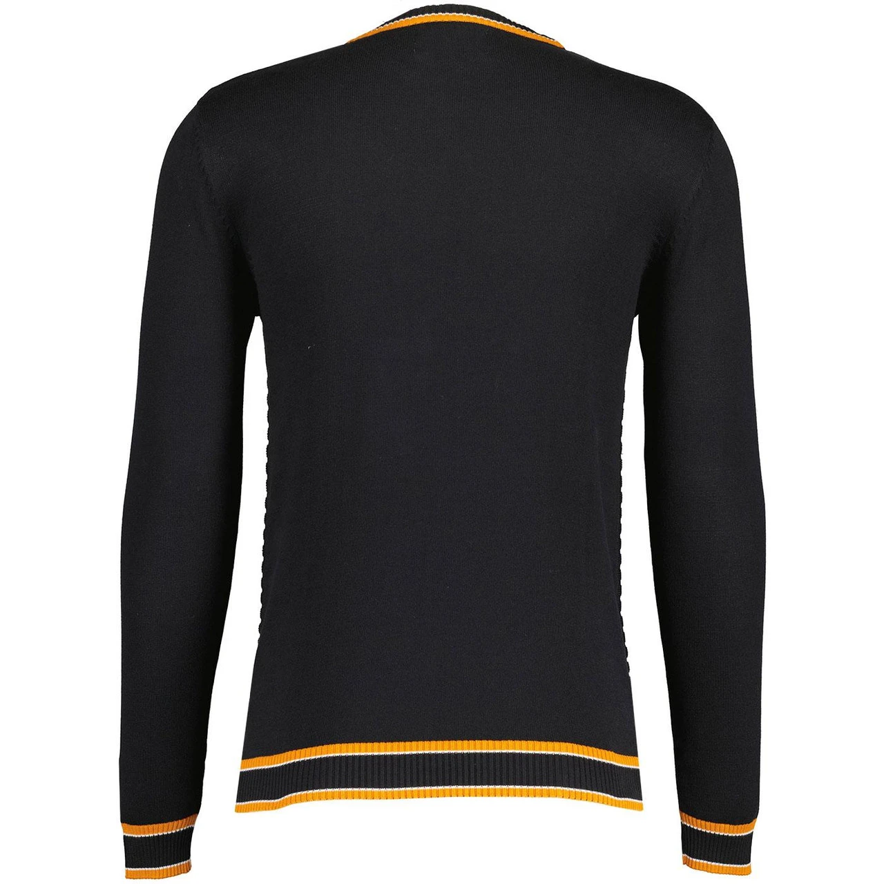 Hawkins Mod Jacquard Dash Front Jumper In Black 1 Hawkins Mod Jacquard Dash Front Jumper In Black