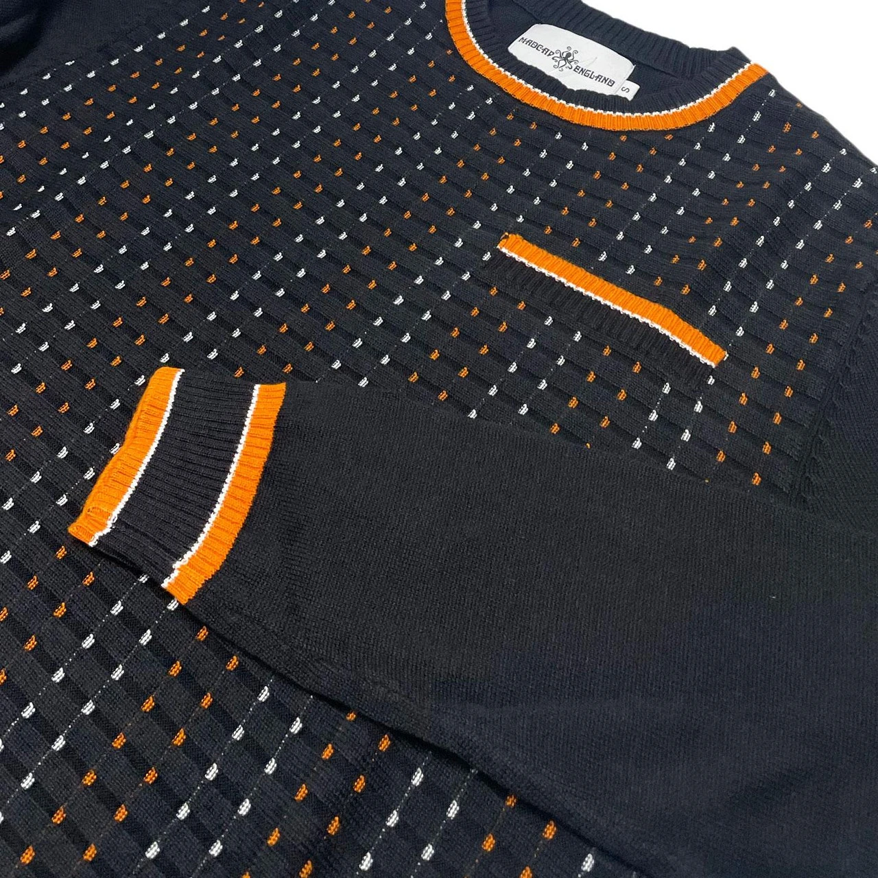 Hawkins Mod Jacquard Dash Front Jumper In Black 3 Hawkins Mod Jacquard Dash Front Jumper In Black - Image 3