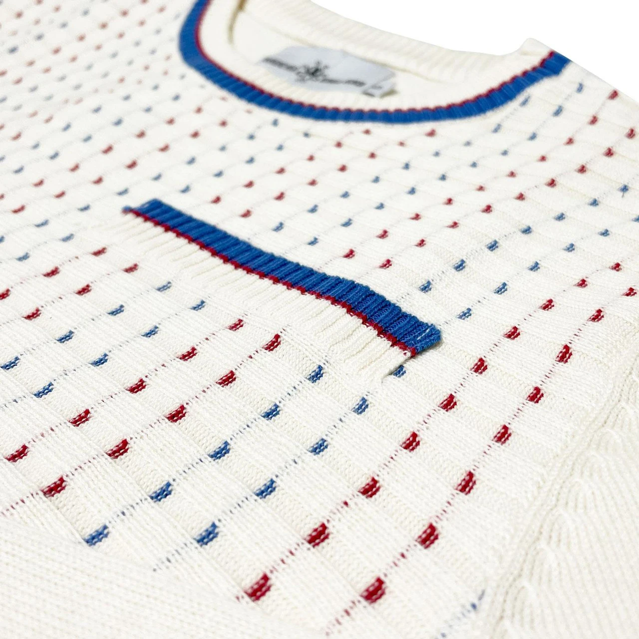 Hawkins Mod Jacquard Dash Front Jumper In Snow White 3 Hawkins Mod Jacquard Dash Front Jumper In Snow White - Image 3