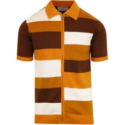 Hendrix 60s Mod Tile Knit Zip Polo -Fashionable Men's Clothing Store madcap england hendrix zip polo cardigan 3 53454.1661266785