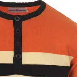Hoople Stripe Knit Grandad Top -Fashionable Men's Clothing Store madcap england hoople stripe knit grandad top fondue fudge 3 72403.1661263026