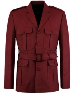 Mod Hopsack Safari Jacket BURGUNDY -Fashionable Men's Clothing Store madcap england hopsack safari blazer bordo 6 78465.1661269296 1