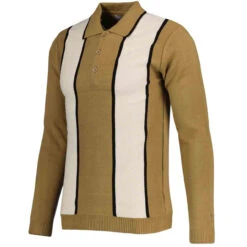 Junot Mod Waffle Stripe Knit Polo B -Fashionable Men's Clothing Store madcap england junot retro waffle knit polo fall leaf 3 32994.1668164152 1