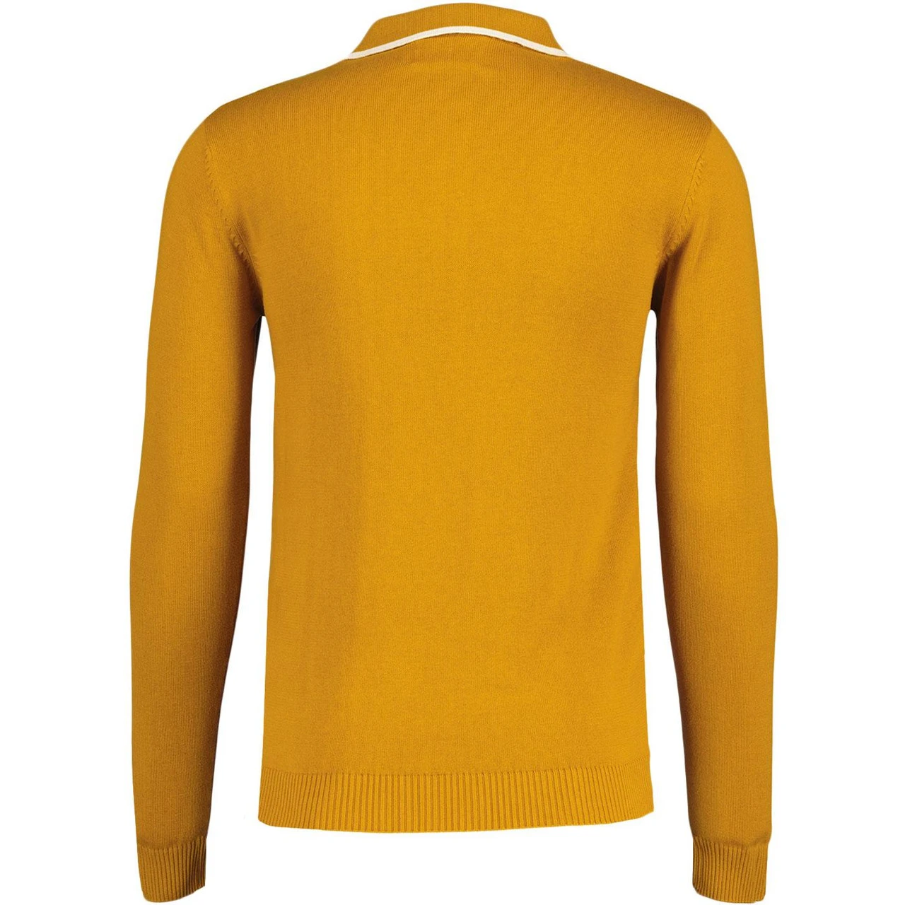 Junot Mod Waffle Stripe Panel Knit Polo Buckthorne 6 Junot Mod Waffle Stripe Panel Knit Polo Buckthorne - Image 6