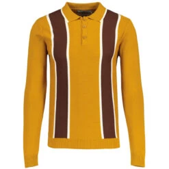 Junot Mod Waffle Stripe Panel Knit Polo Buckthorne 8 Junot Mod Waffle Stripe Panel Knit Polo Buckthorne -Fashionable Men's Clothing Store madcap england junot textured stripe knitted polo top buckthorne 3 62699.1697534831