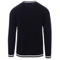LS Moon Mod Tipped Knit Jumper (N) -Fashionable Men's Clothing Store madcap england moon long sleeve top navy 1 05890.1661262087