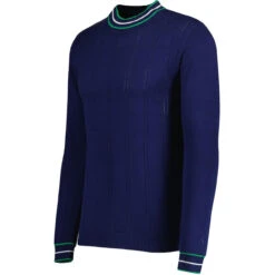 Moore Mod Pointelle Knit Tipped Mock Turtleneck Jumper In Zinfandel -Fashionable Men's Clothing Store madcap england moore ls jumper navy mc1049 21 74065.1693991740 1