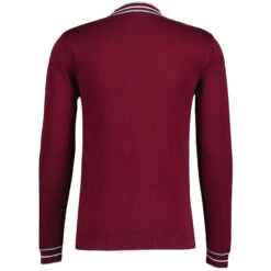 Moore Mod Pointelle Knit Tipped Mock Turtleneck Jumper In Zinfandel -Fashionable Men's Clothing Store madcap england moore tipped pointelle knit tee zinfandel mc1049 1 89417.1695997398