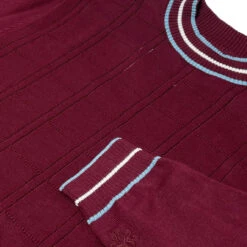 Moore Mod Pointelle Knit Tipped Mock Turtleneck Jumper In Zinfandel -Fashionable Men's Clothing Store madcap england moore tipped pointelle knit tee zinfandel mc1049 4 43245.1695997395