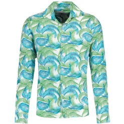 Rock-a-Hula Retro 70s Rayon Palm Leaf LS Revere Collar Shirt -Fashionable Men's Clothing Store madcap england rayon leaf print revere collar shirt 2 66636.1696591254