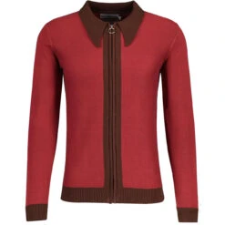 Riva Retro Zip Through Cardigan R -Fashionable Men's Clothing Store madcap england riva spear collar ring zip cardigan russet red 3 62964.1683192152